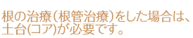 根の治療(根管治療)をした場合は、 土台(コア)が必要です。